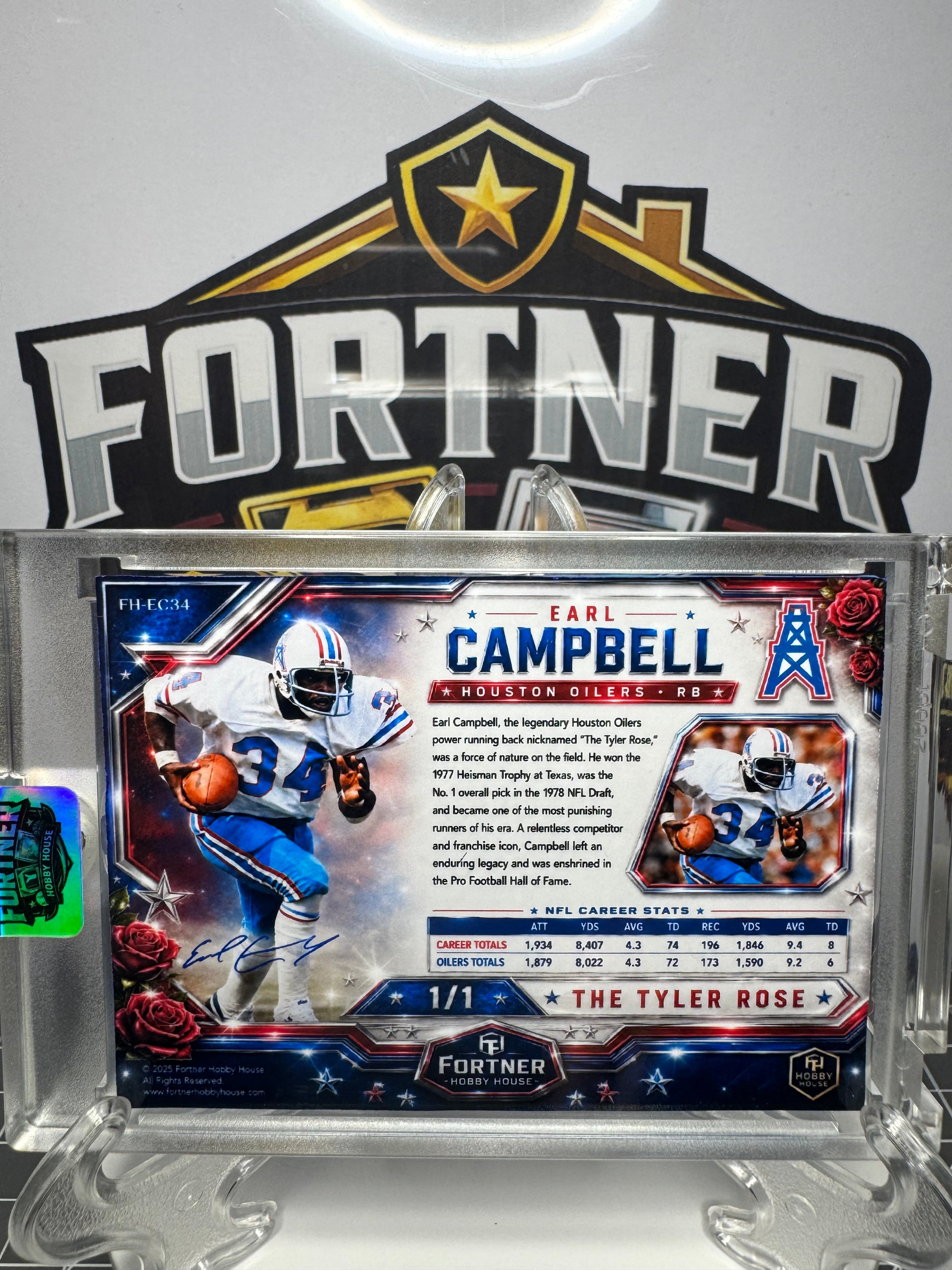 Earl Campbell | Houston Oilers | 1/1 Custom Card | Powerhouse Edition