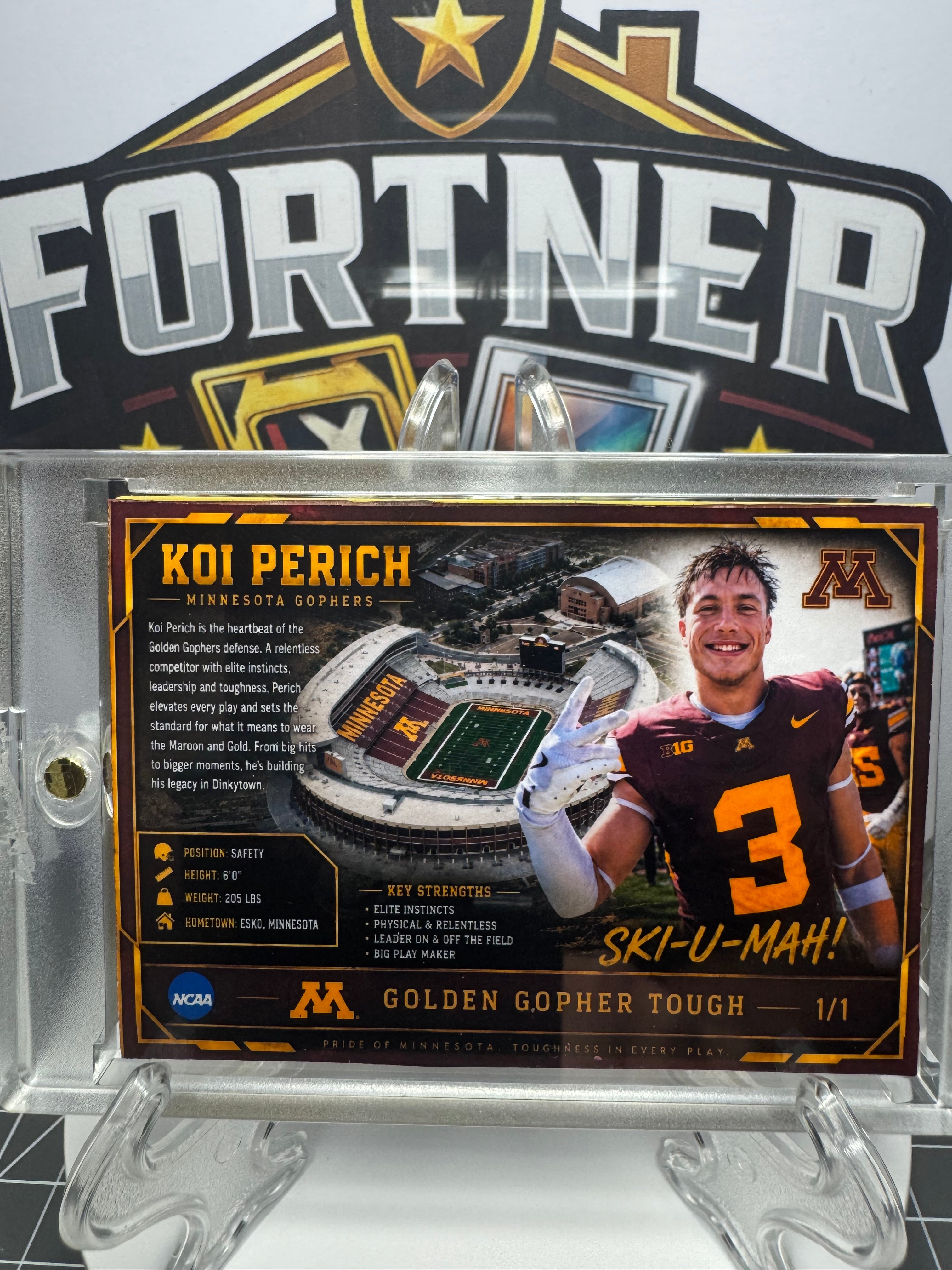 Koi Perich | Minnesota Gophers | 1/1 Custom Card | Golden Gopher Tough Edition