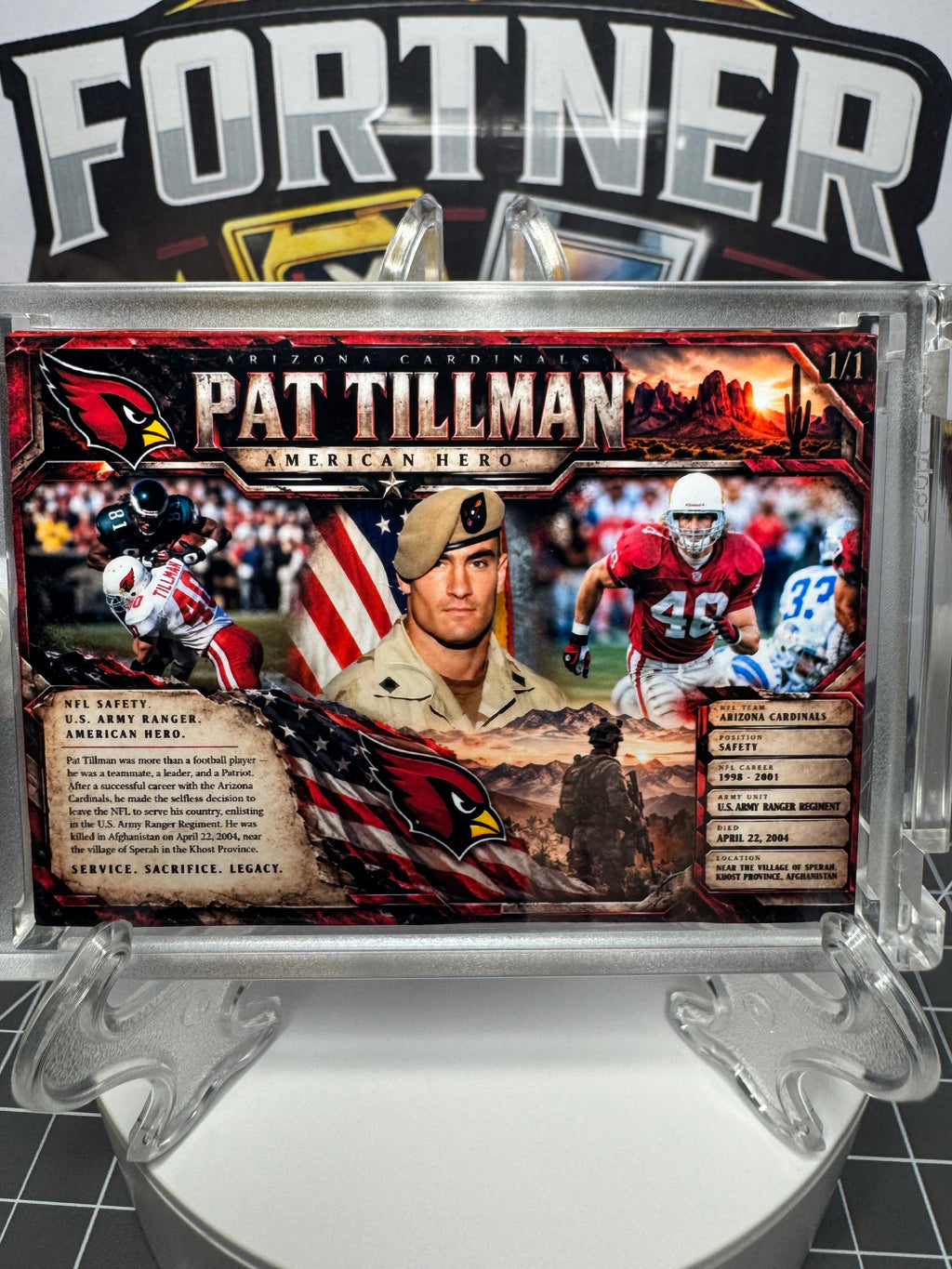 Pat Tillman | Arizona Cardinals | 1/1 Custom Card | American Hero