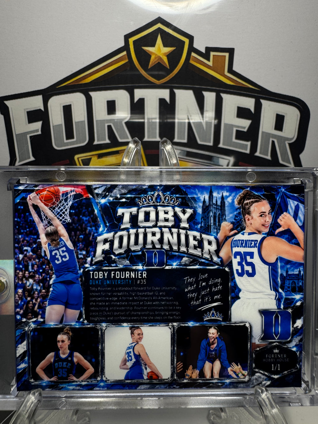 Toby Fournier | Duke Blue Devils | 1/1 Custom Card | Queen of the Court Edition