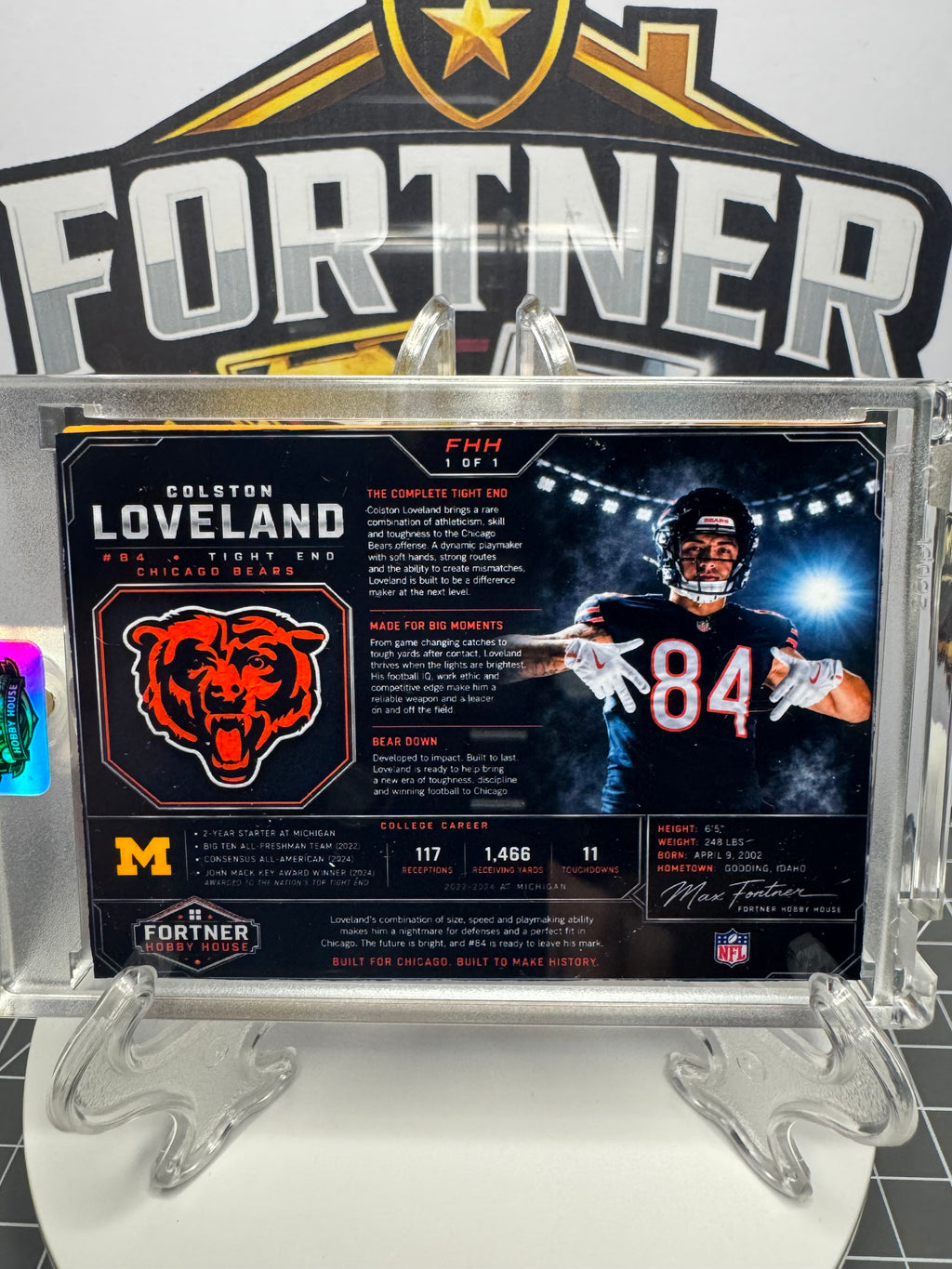 Colston Loveland | Chicago Bears | 1/1 Custom Card | Rookie Arrival Edition