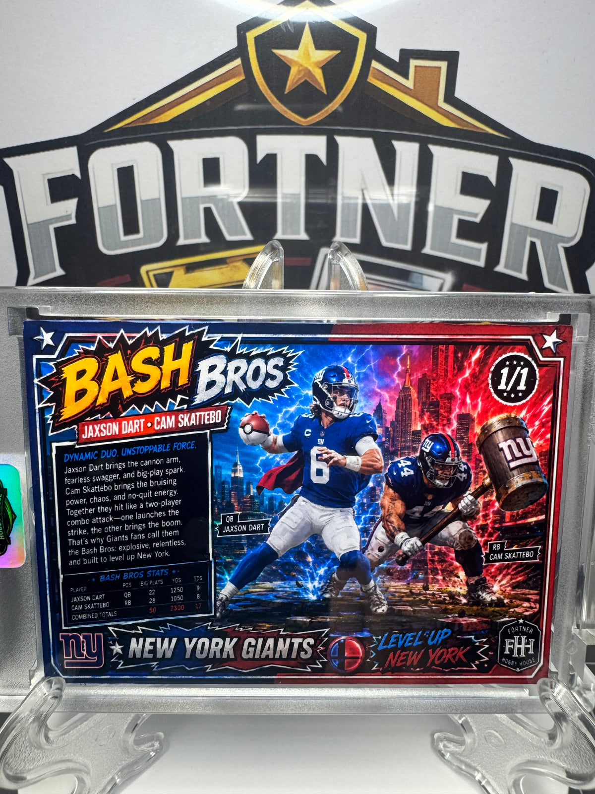 Jaxson Dart & Cam Skattebo | New York Giants | 1/1 Custom Card | Super Smash Kirby Edition