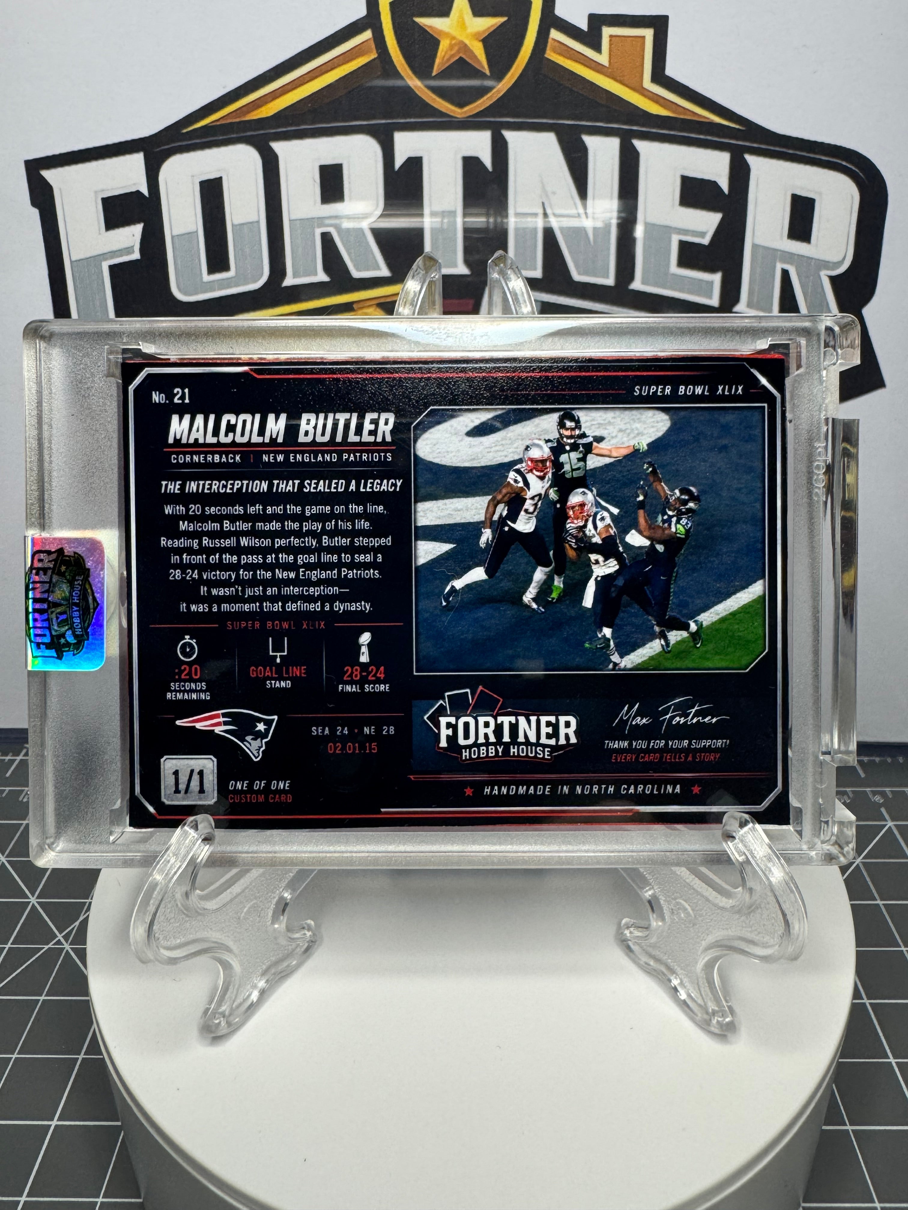 Malcolm Butler | New England Patriots | 1/1 Custom Card | Goal Line Pick Edition