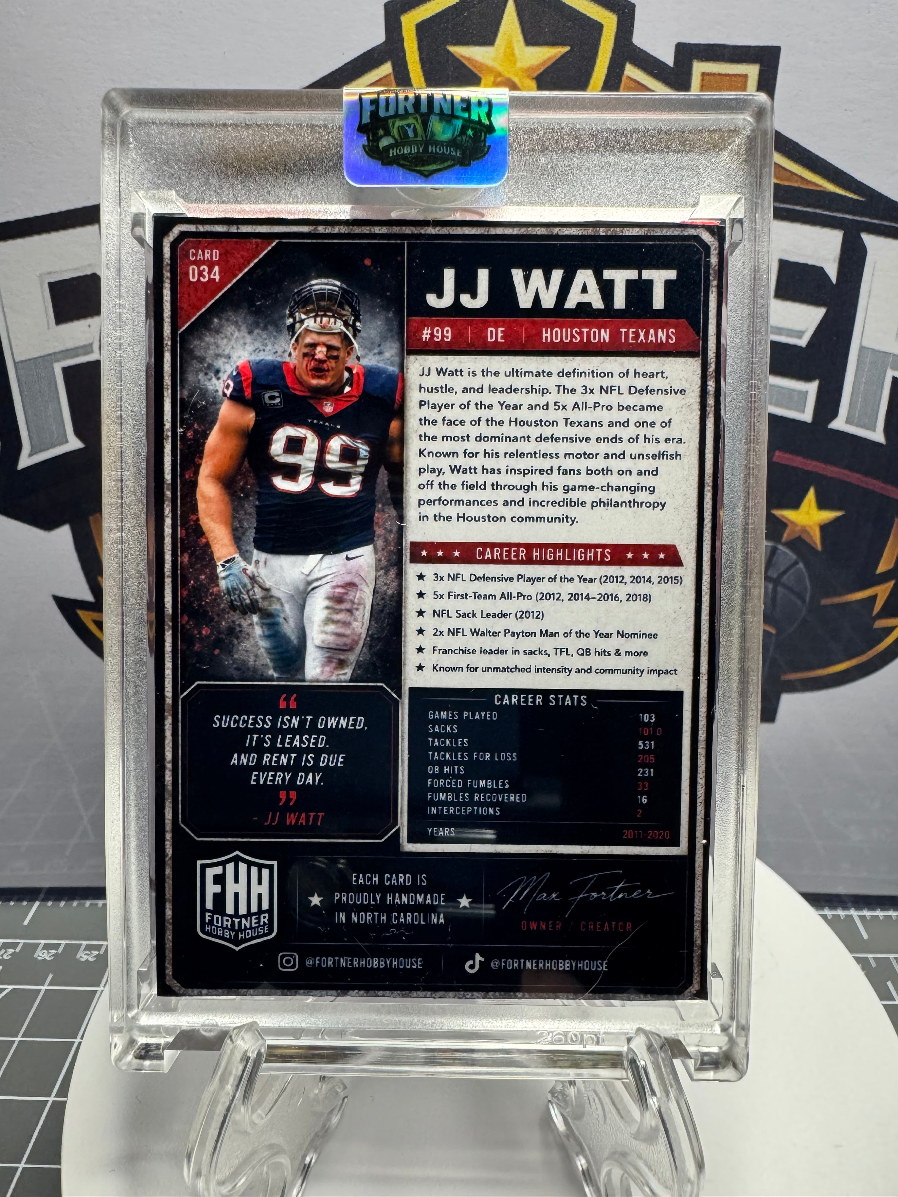 J.J. Watt | Houston Texans | 1/1 Custom Card | Game Wrecker Edition