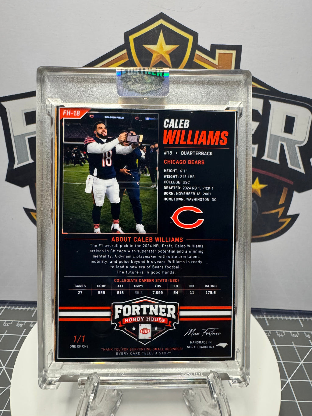 Caleb Williams | Chicago Bears | 1/1 Custom Card | Cheese Grater Edition