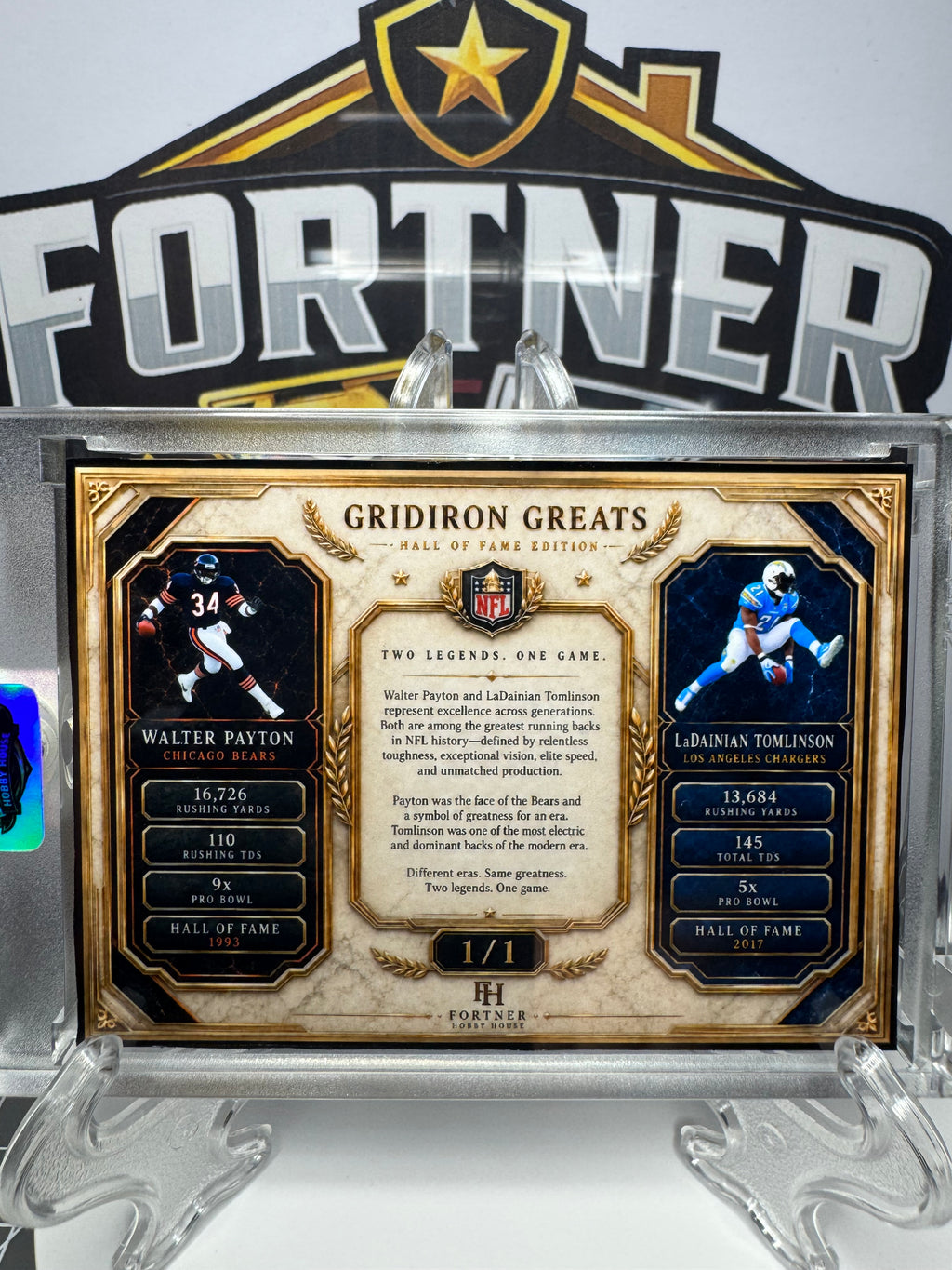 Walter Payton & LaDainian Tomlinson | NFL | 1/1 Custom Card | Gridiron Greats Edition