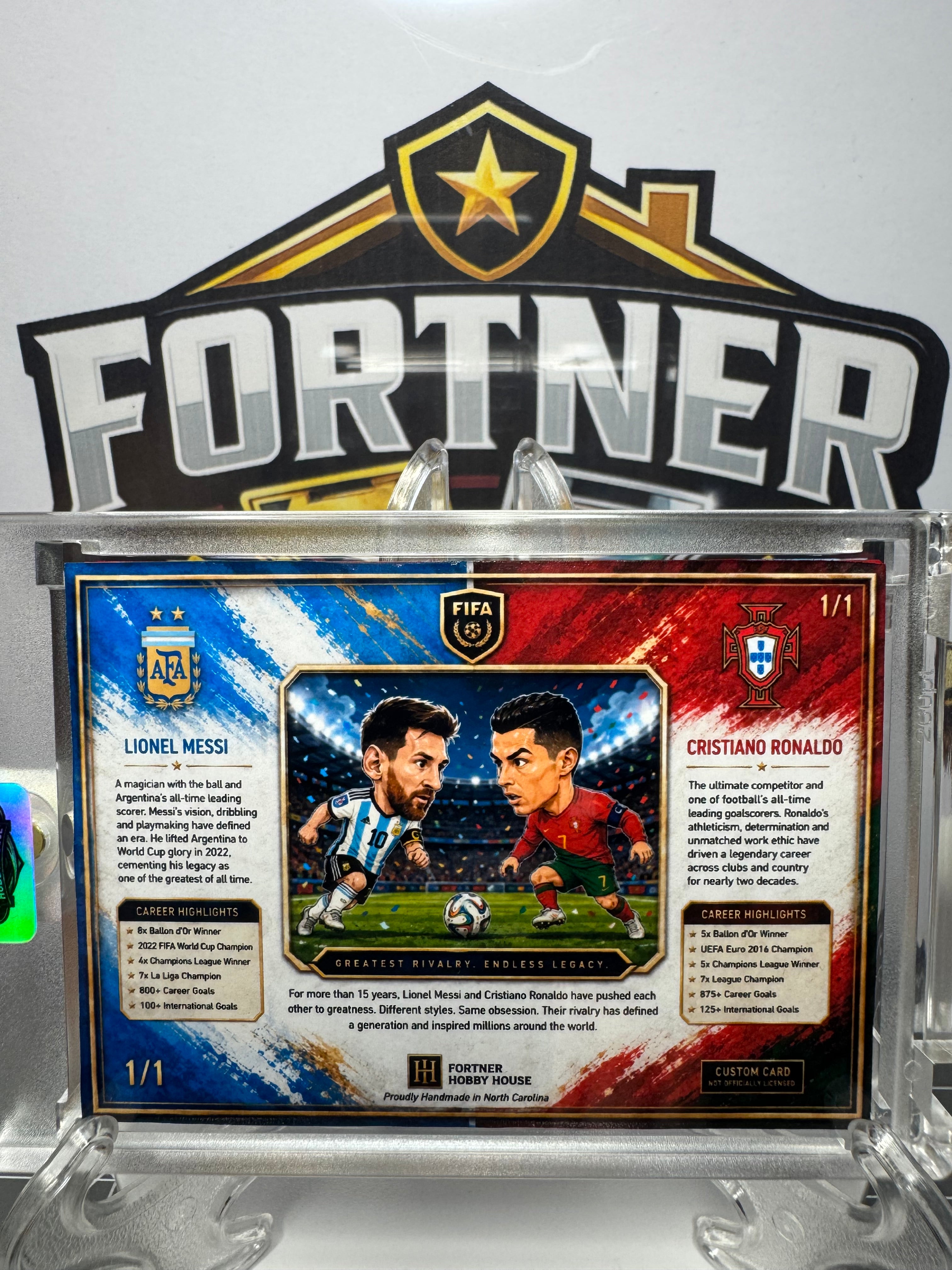 Lionel Messi & Cristiano Ronaldo | Argentina & Portugal | 1/1 Custom Card | World Cup Edition