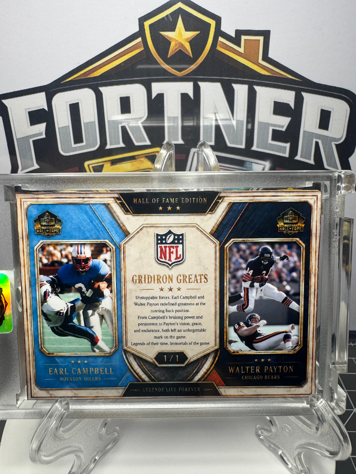 Earl Campbell & Walter Payton | Oilers & Bears | 1/1 Custom Card | Gridiron Greats Edition