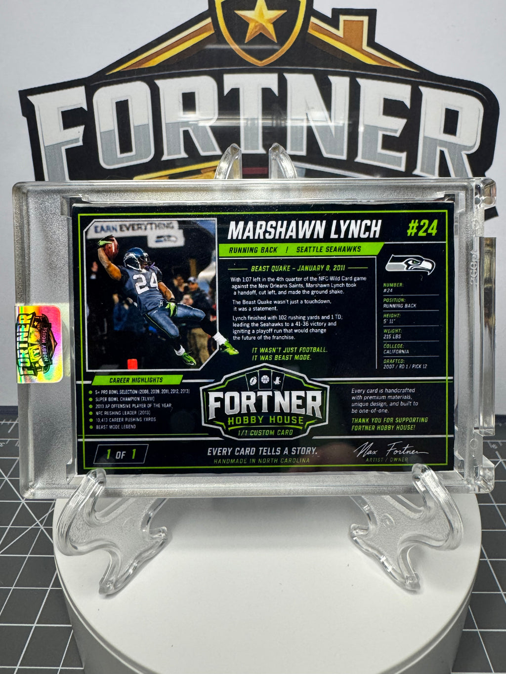 Marshawn Lynch | Seattle Seahawks | 1/1 Custom Card | Beast Quake Edition