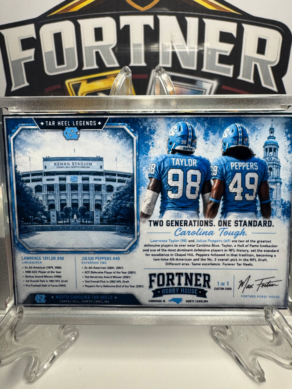 Lawrence Taylor & Julius Peppers | North Carolina | 1/1 Custom Card | Legends United Edition