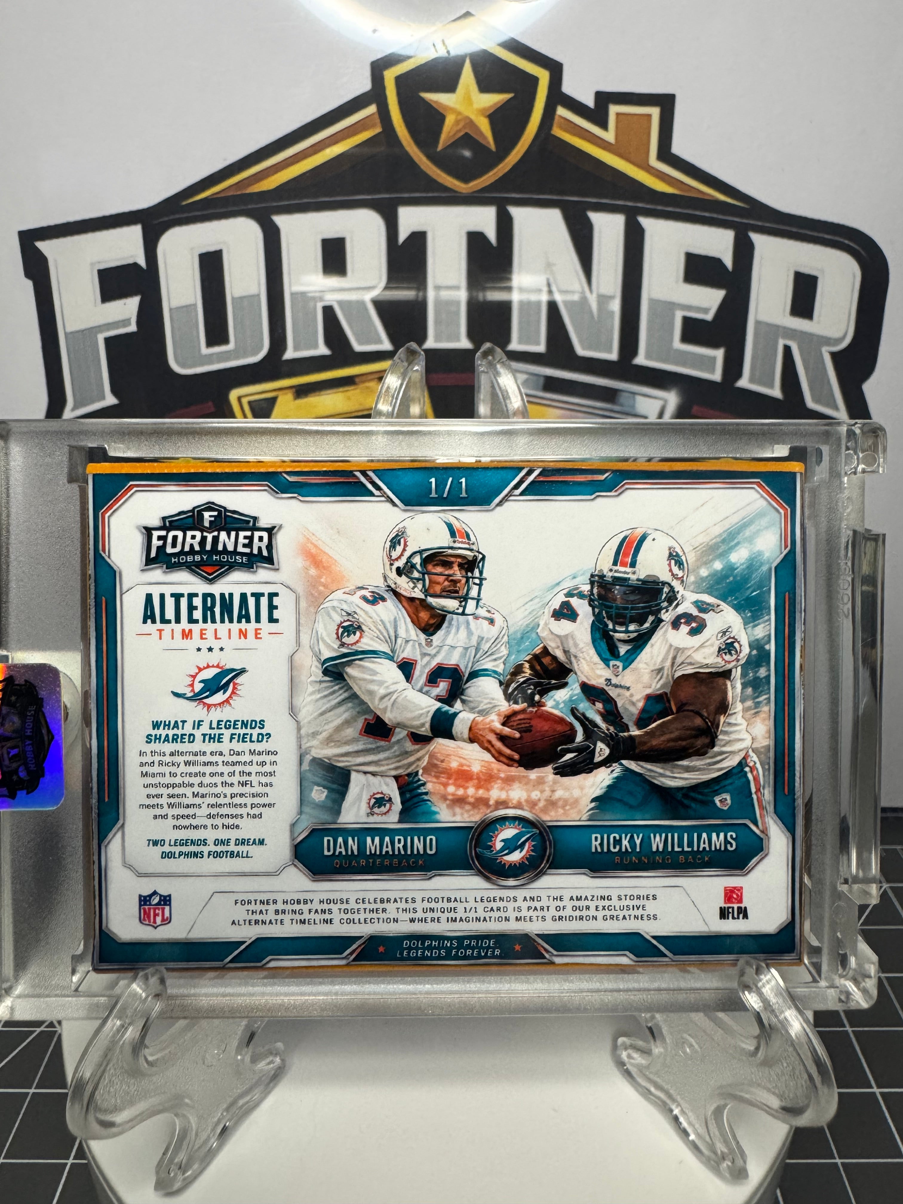 Dan Marino & Ricky Williams | Miami Dolphins | 1/1 Custom Card | Alternate Timeline Edition