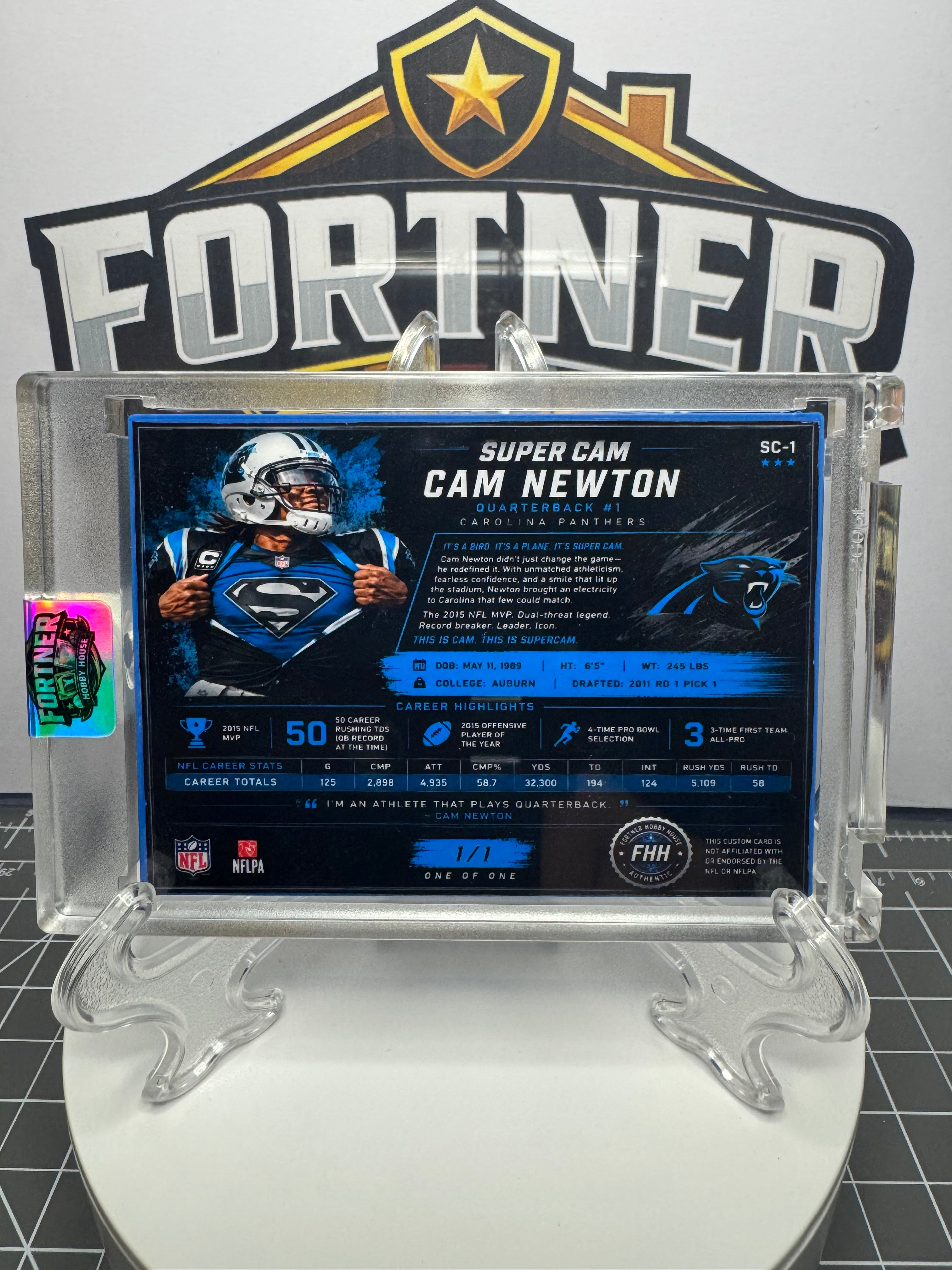 Cam Newton | Carolina Panthers | 1/1 Custom Card | Man of Steel Edition