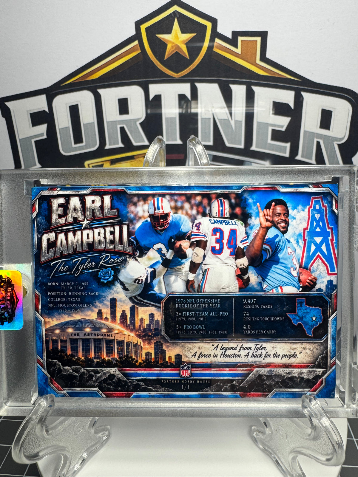 Earl Campbell | Houston Oilers | 1/1 Custom Card | The Tyler Rose