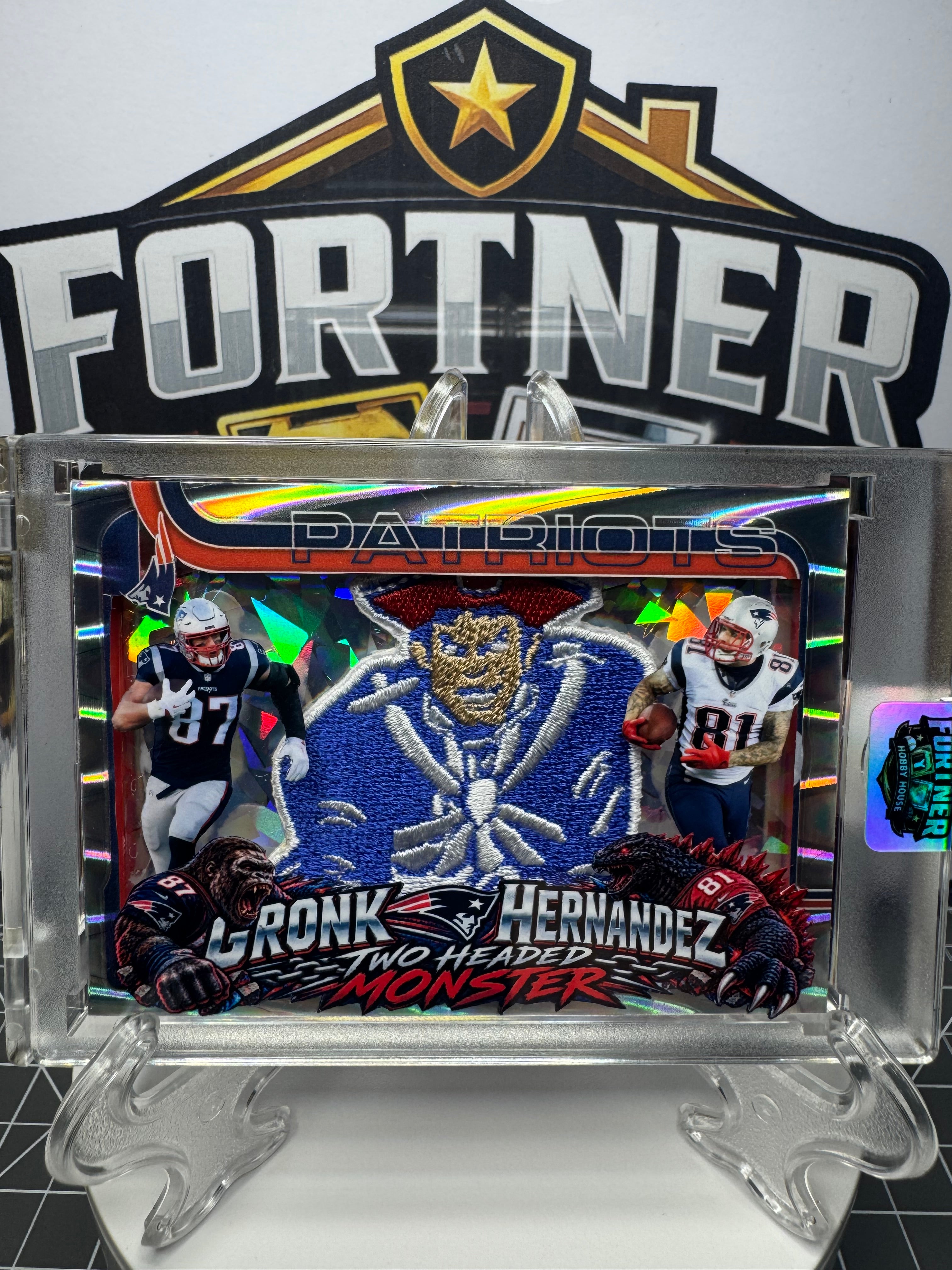 Rob Gronkowski & Aaron Hernandez | New England Patriots | 1/1 Custom Card | Two Headed Monster