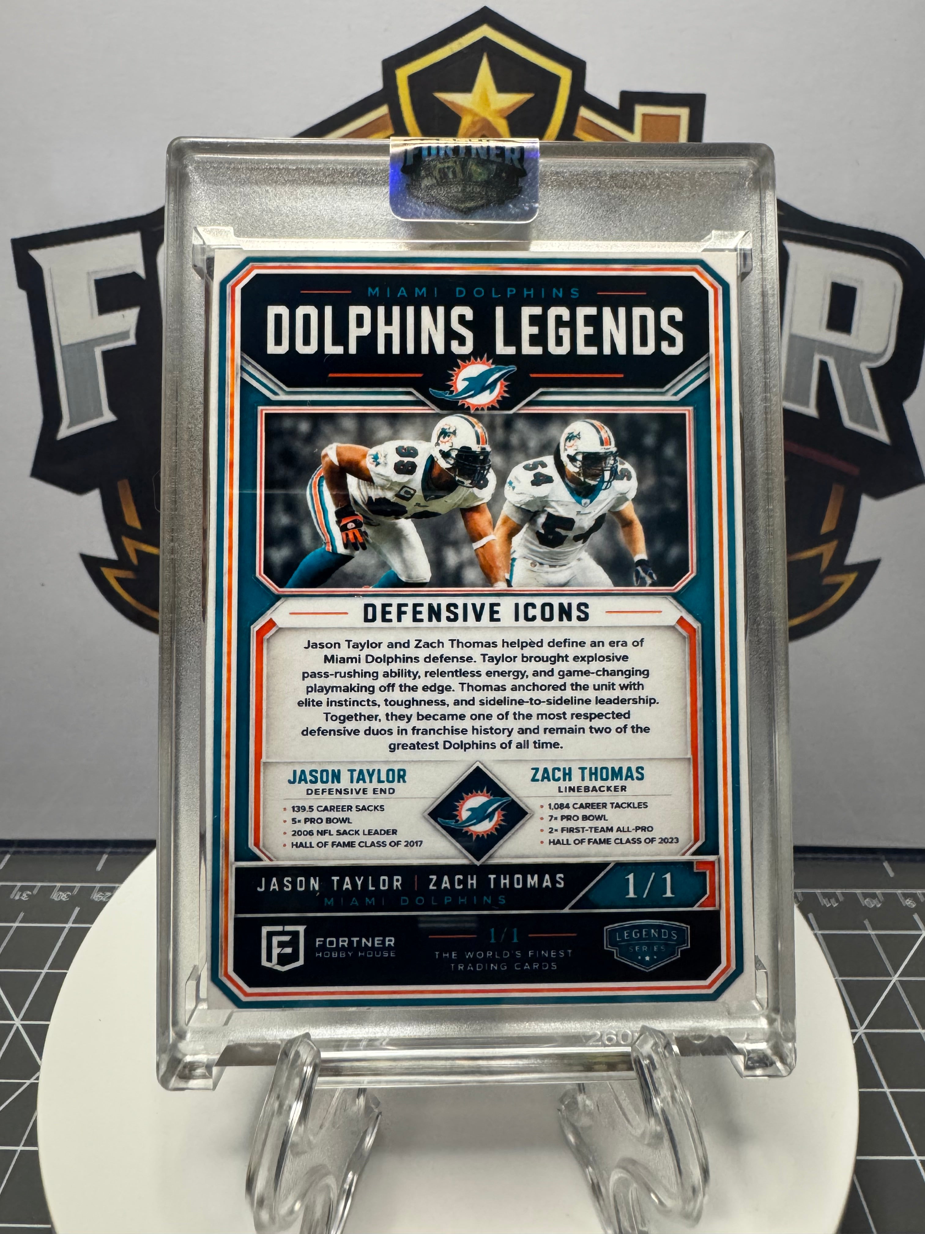 Jason Taylor & Zach Thomas | Miami Dolphins | 1/1 Custom Card | Defensive Icons Edition