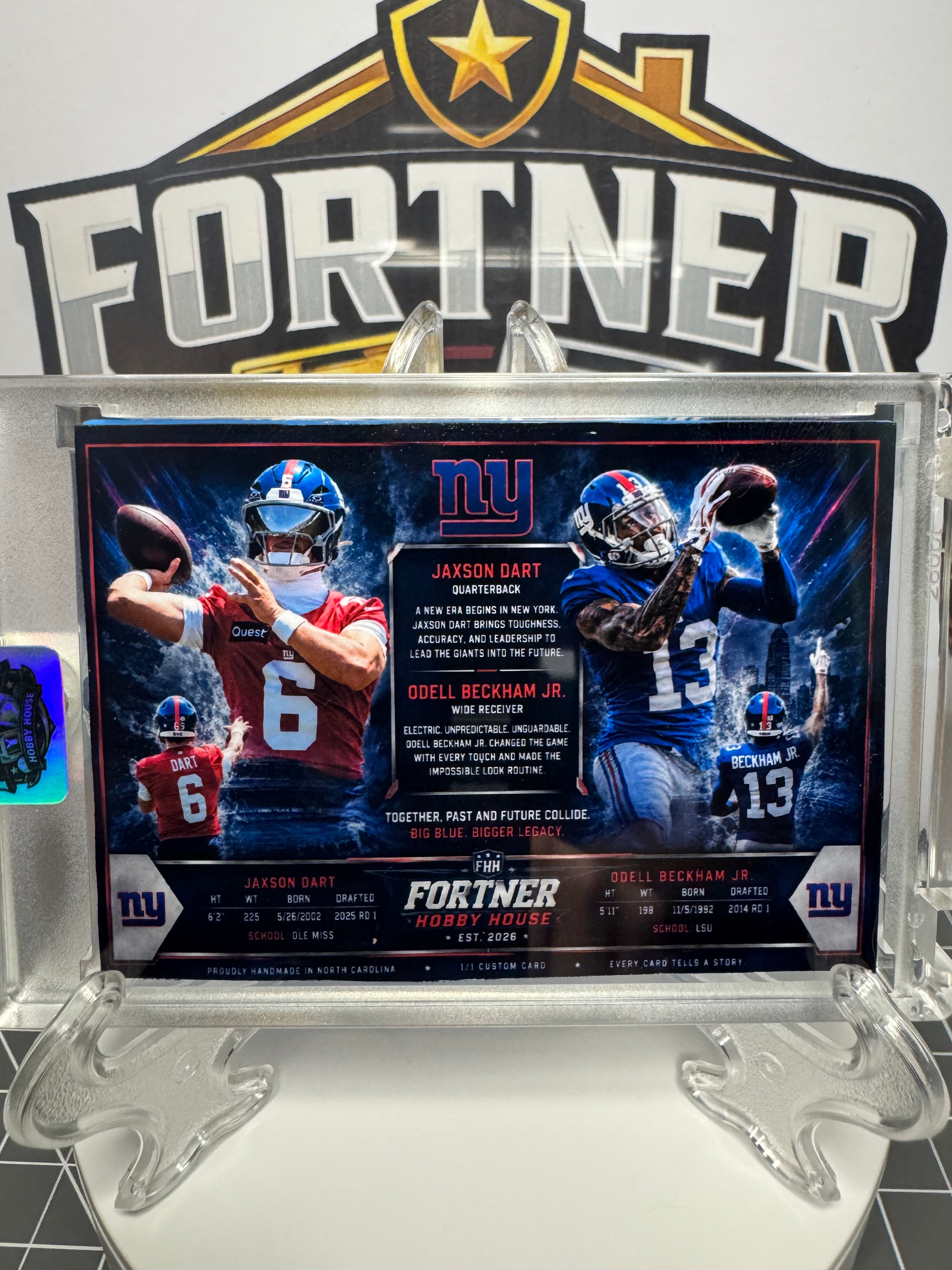 Jaxson Dart & Odell Beckham Jr. | New York Giants | 1/1 Custom Card | Future Meets Past Edition