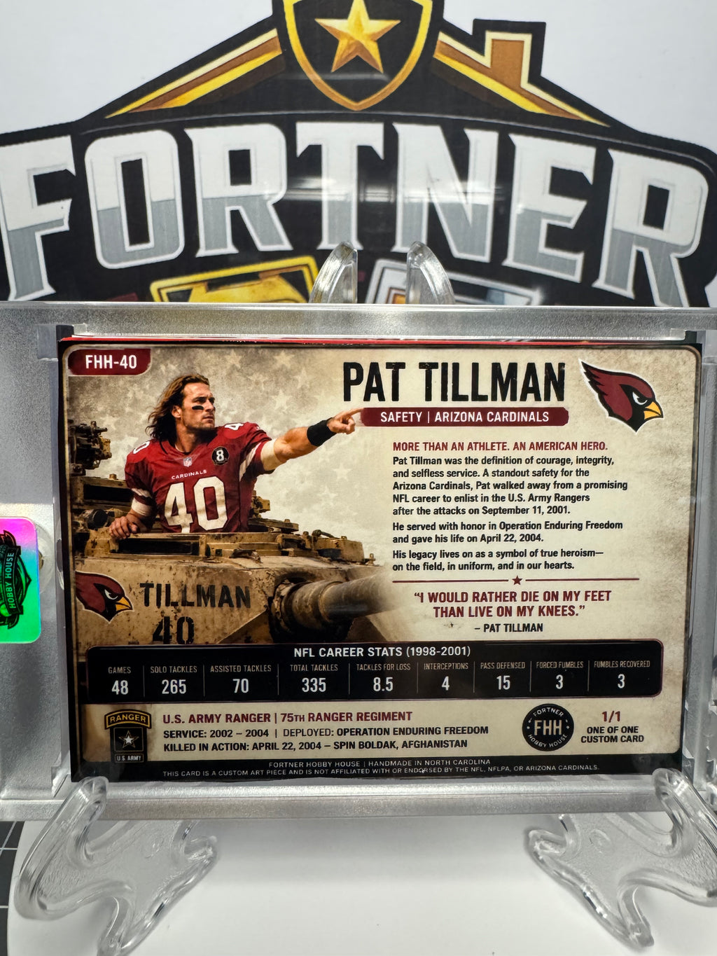 Pat Tillman | Arizona Cardinals | 5-Card 1/1 Custom Collection | American Hero Tribute Set