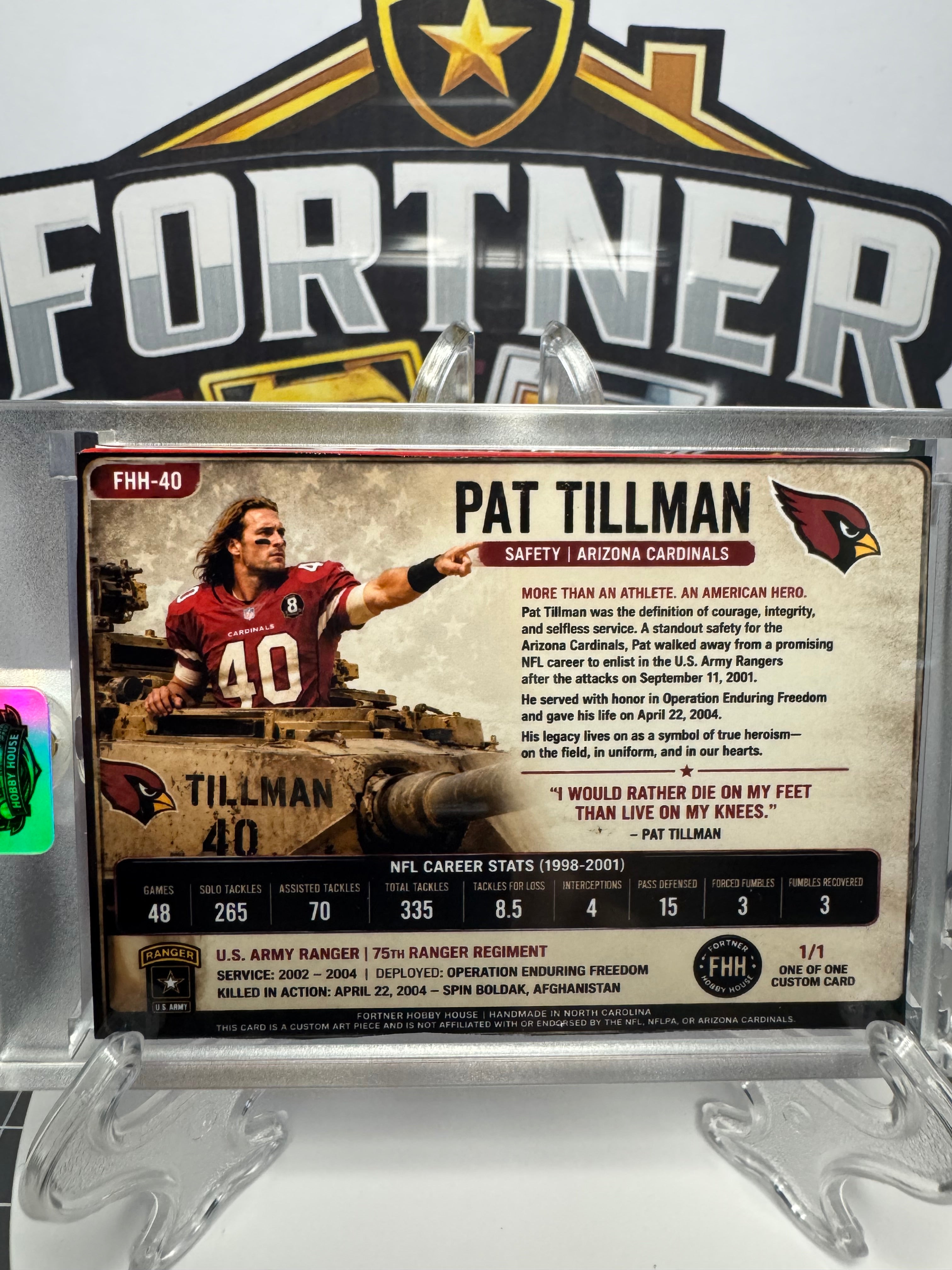 Pat Tillman | Arizona Cardinals | 5-Card 1/1 Custom Collection | American Hero Tribute Set