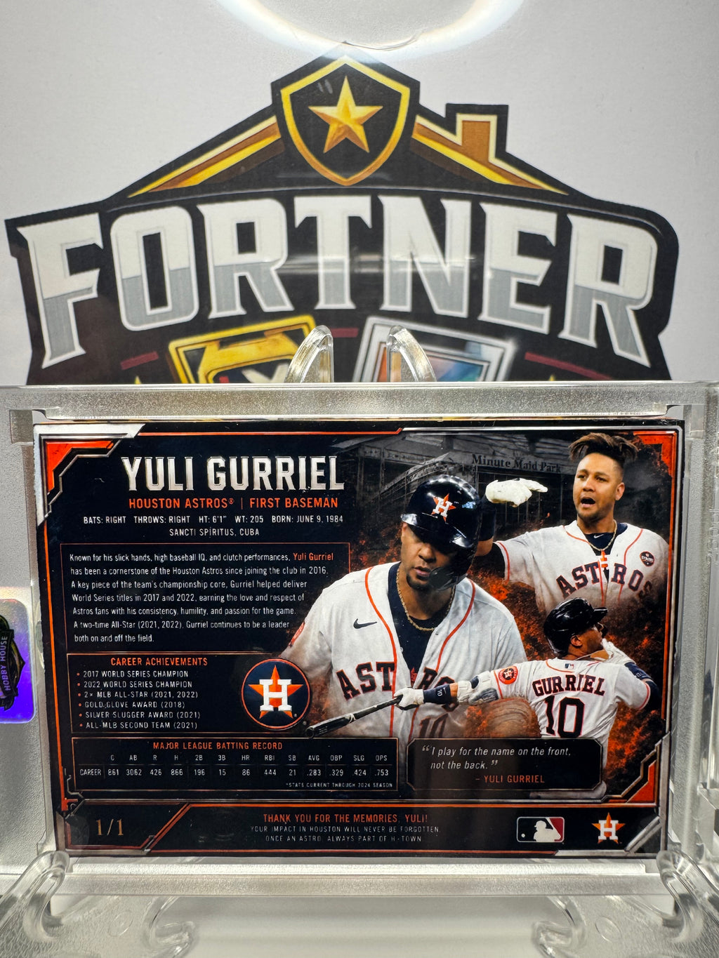 Yuli Gurriel | Houston Astros | 1/1 Custom Card | Thank You for the Memories