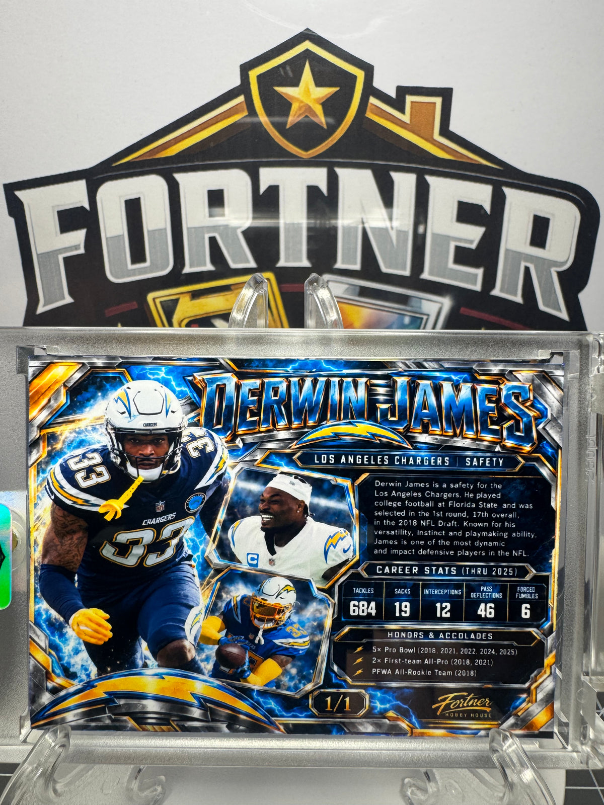 Derwin James | Los Angeles Chargers | 1/1 Custom Card | Bolt Up