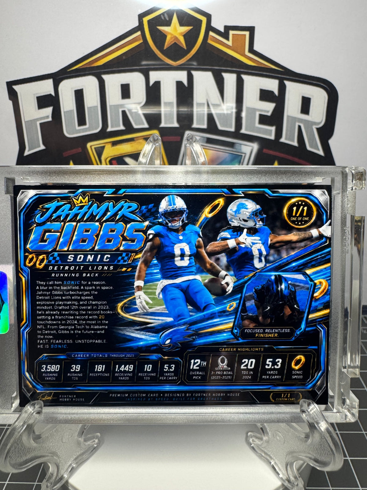 Jahmyr Gibbs | Detroit Lions | 1/1 Custom Card | Sonic Edition