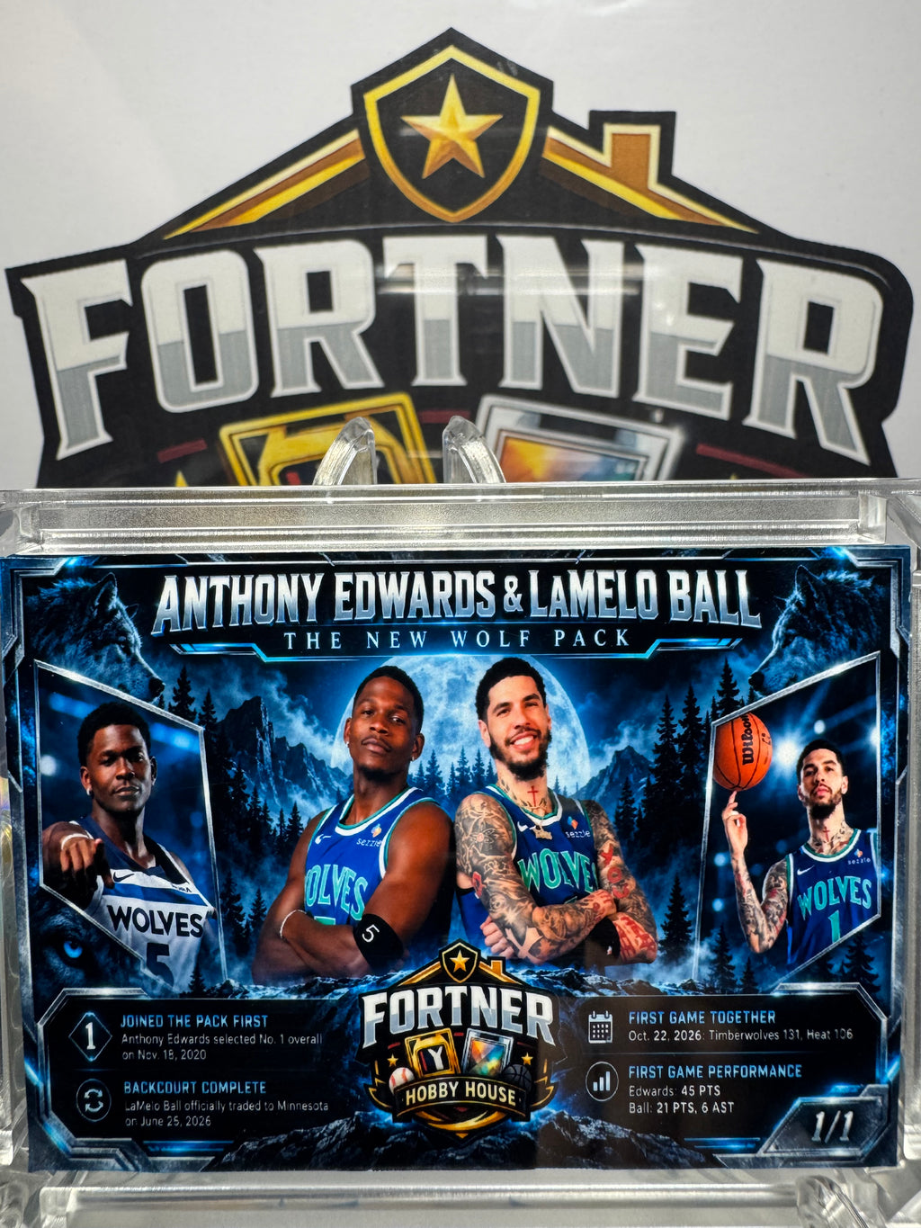 Anthony Edwards & LaMelo Ball | Minnesota Timberwolves | 1/1 Custom Patch Card | The New Wolf Pack Edition