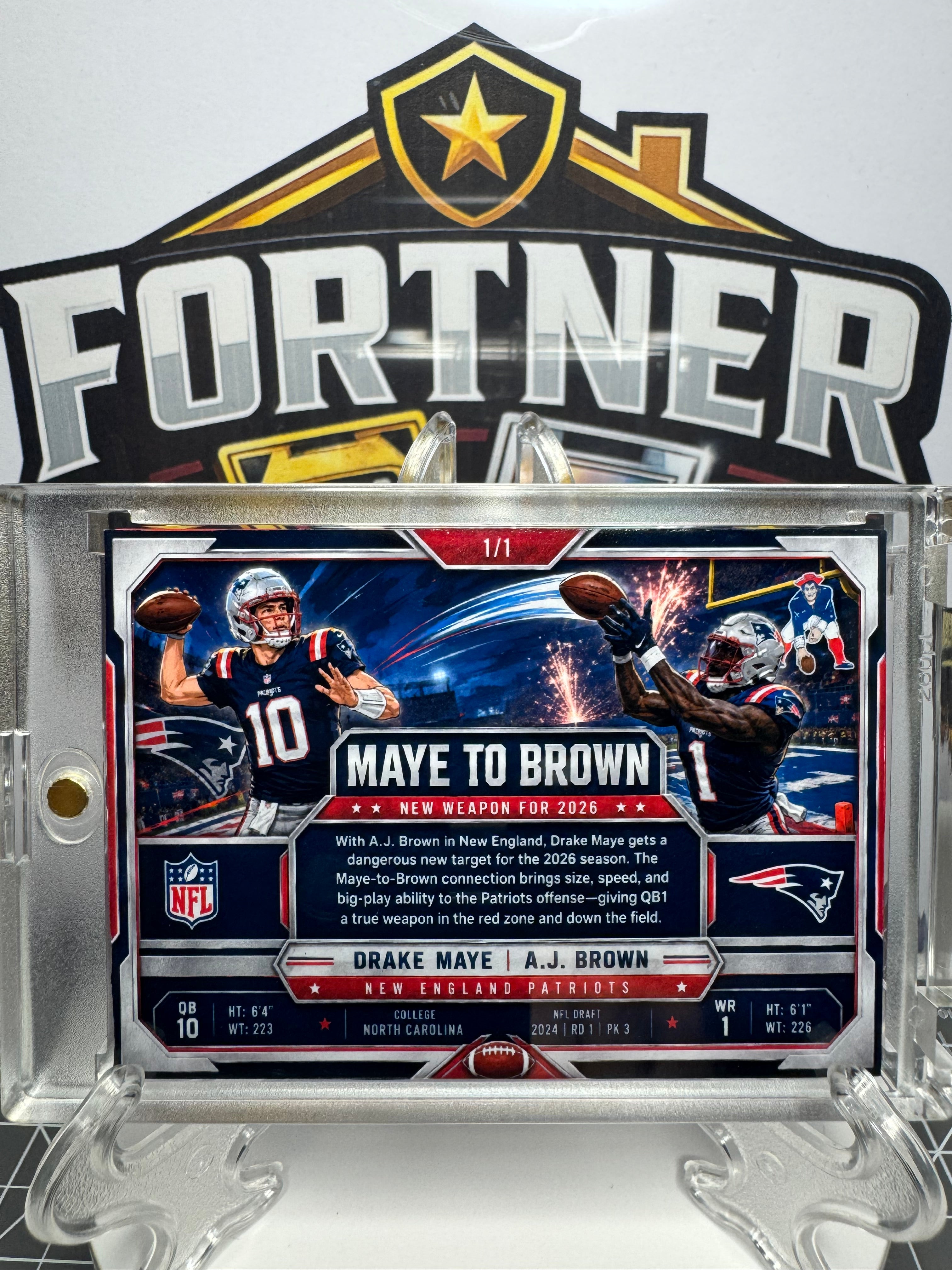 Drake Maye / A.J. Brown | Patriots | 1/1 Custom Card | Maye to Brown