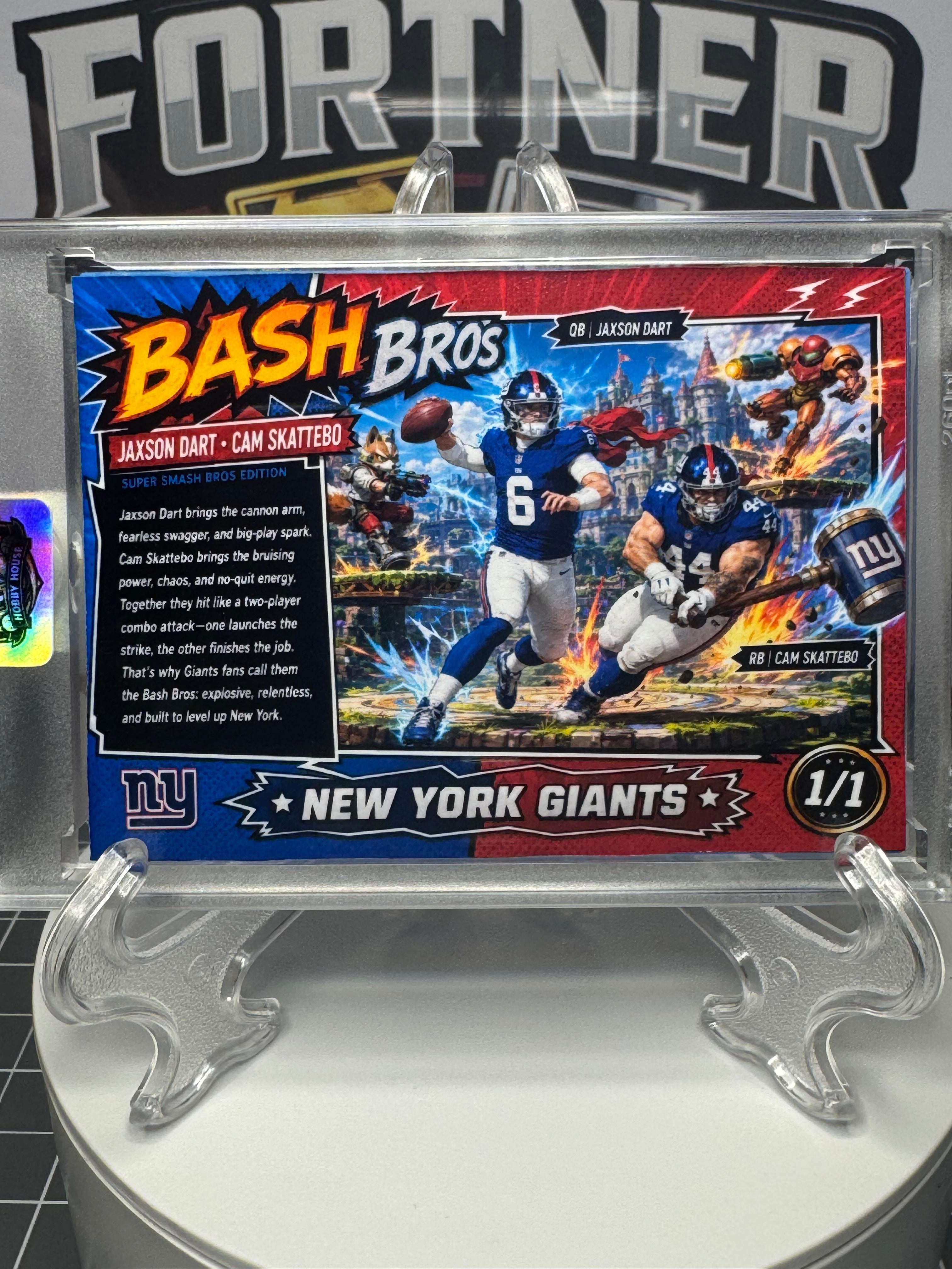 Jaxson Dart & Cam Skattebo | New York Giants | 1/1 Custom Card | Super Smash Bros Edition