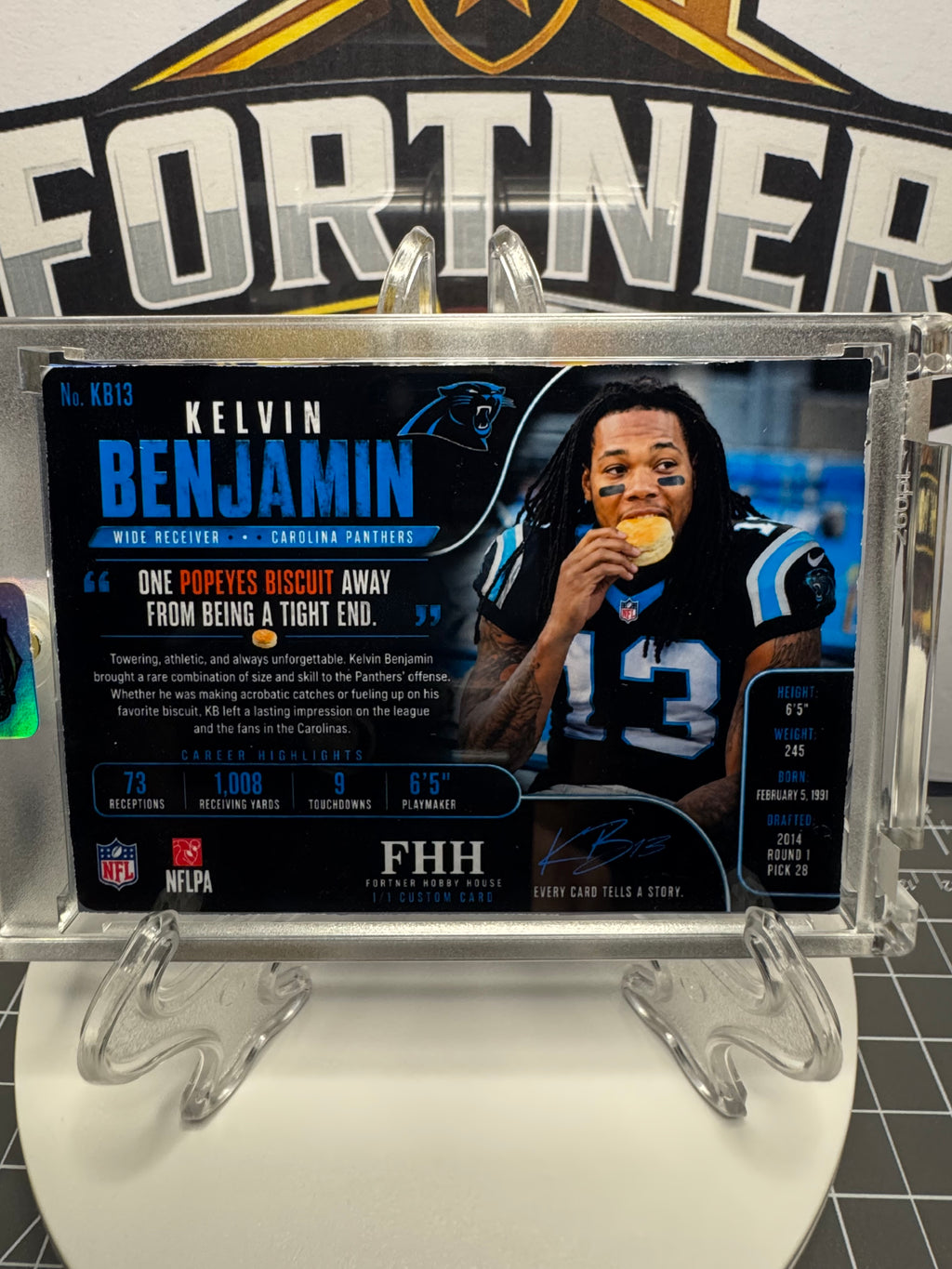 Kelvin Benjamin | Carolina Panthers | 1/1 Custom Card | Biscuit Bandit  Edition