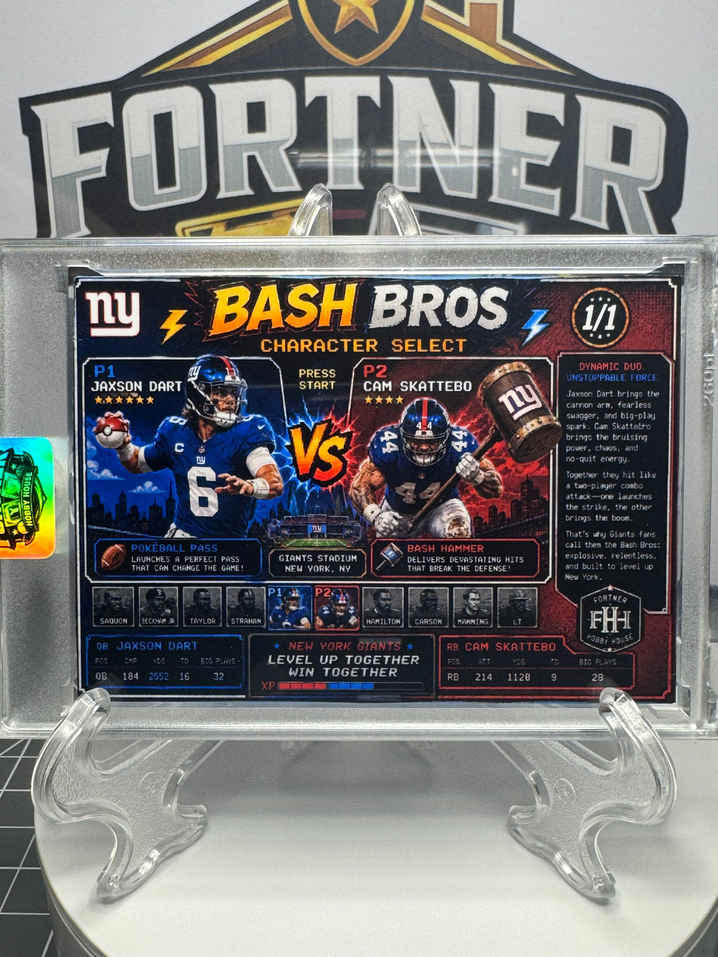 Jaxson Dart & Cam Skattebo | New York Giants | 1/1 Custom Card | Bash Bros Edition