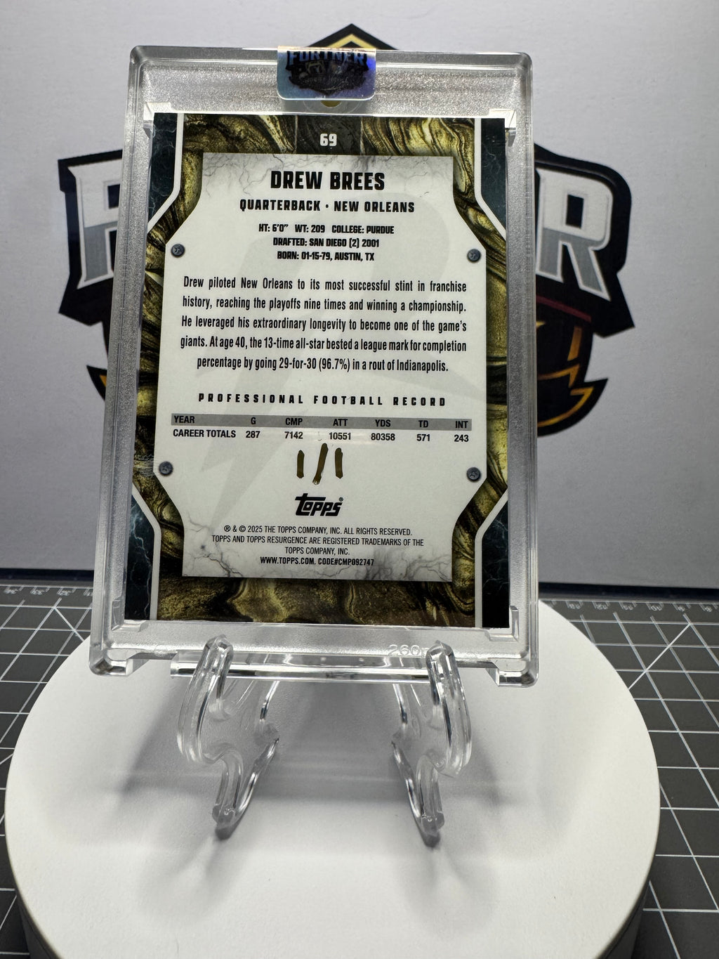 Drew Brees | Saints | 1/1 Custom Card | Bayou Saint Edition