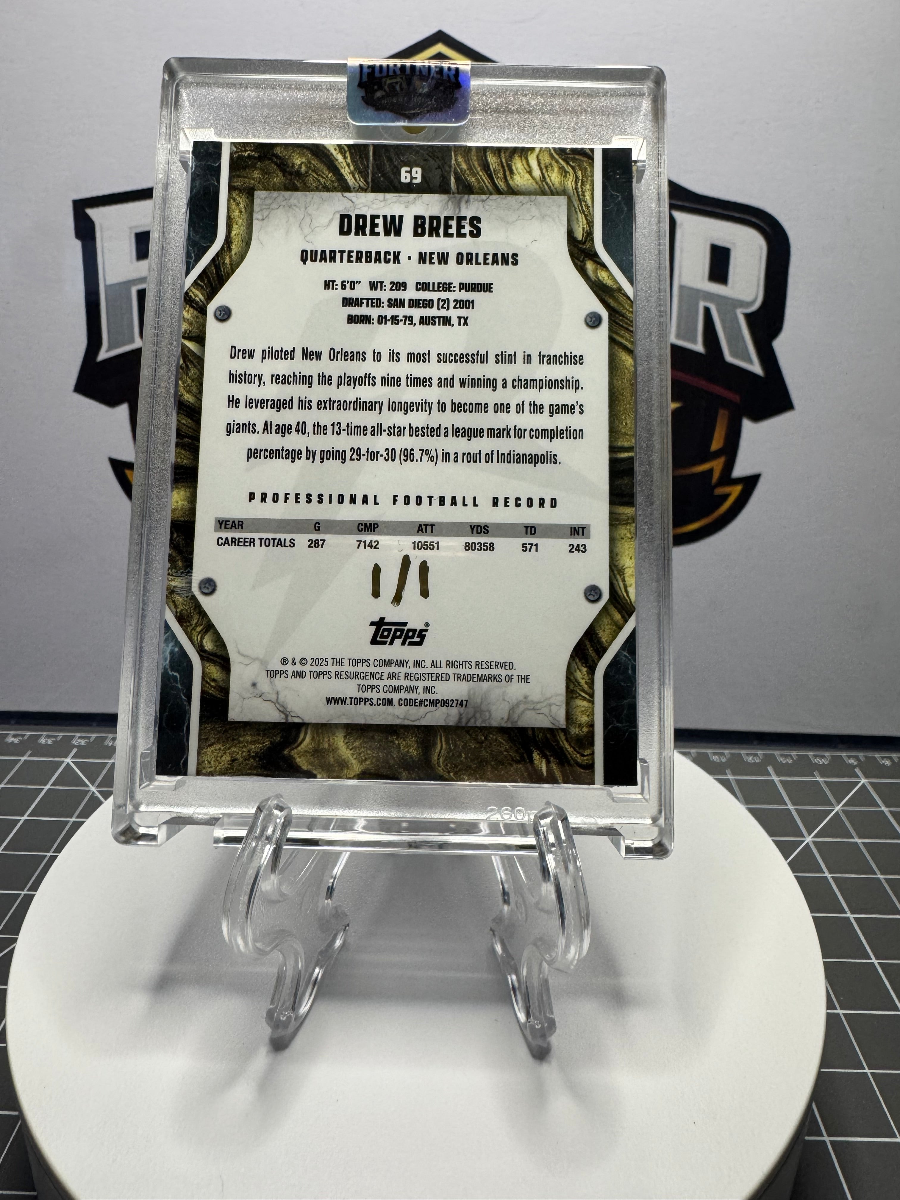 Drew Brees | Saints | 1/1 Custom Card | Bayou Saint Edition