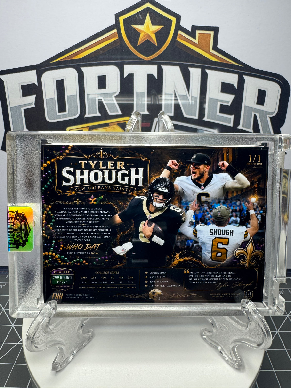 Tyler Shough | New Orleans Saints | 1/1 Custom Card | Mardi Gras Edition