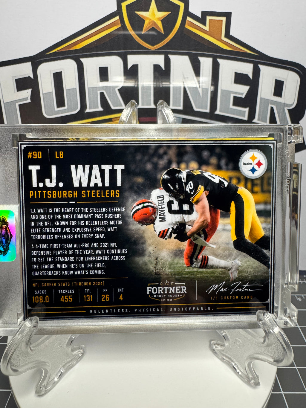 T.J. Watt | Pittsburgh Steelers | 1/1 Custom Card | Steel Curtain Edition