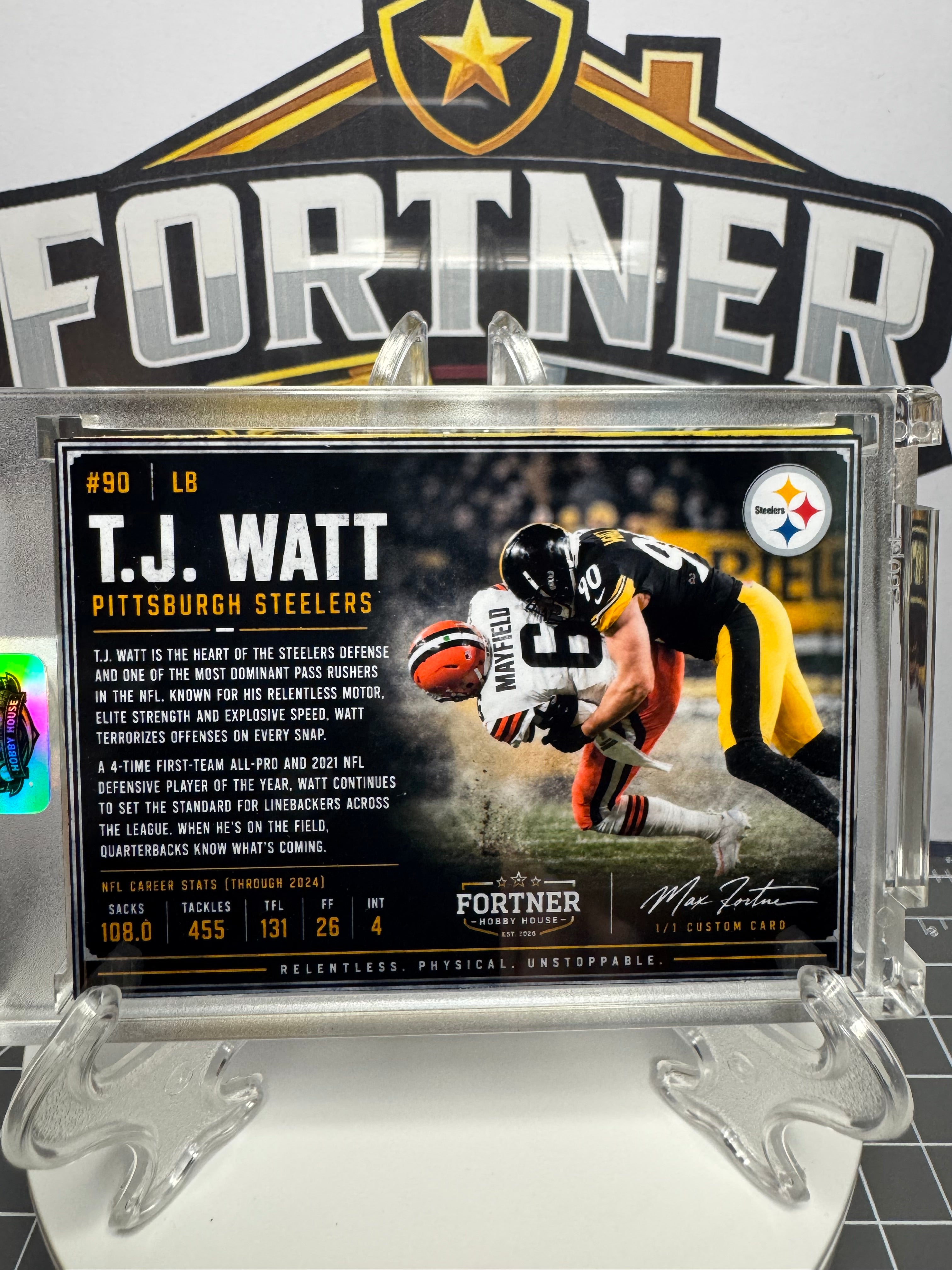T.J. Watt | Pittsburgh Steelers | 1/1 Custom Card | Steel Curtain Edition