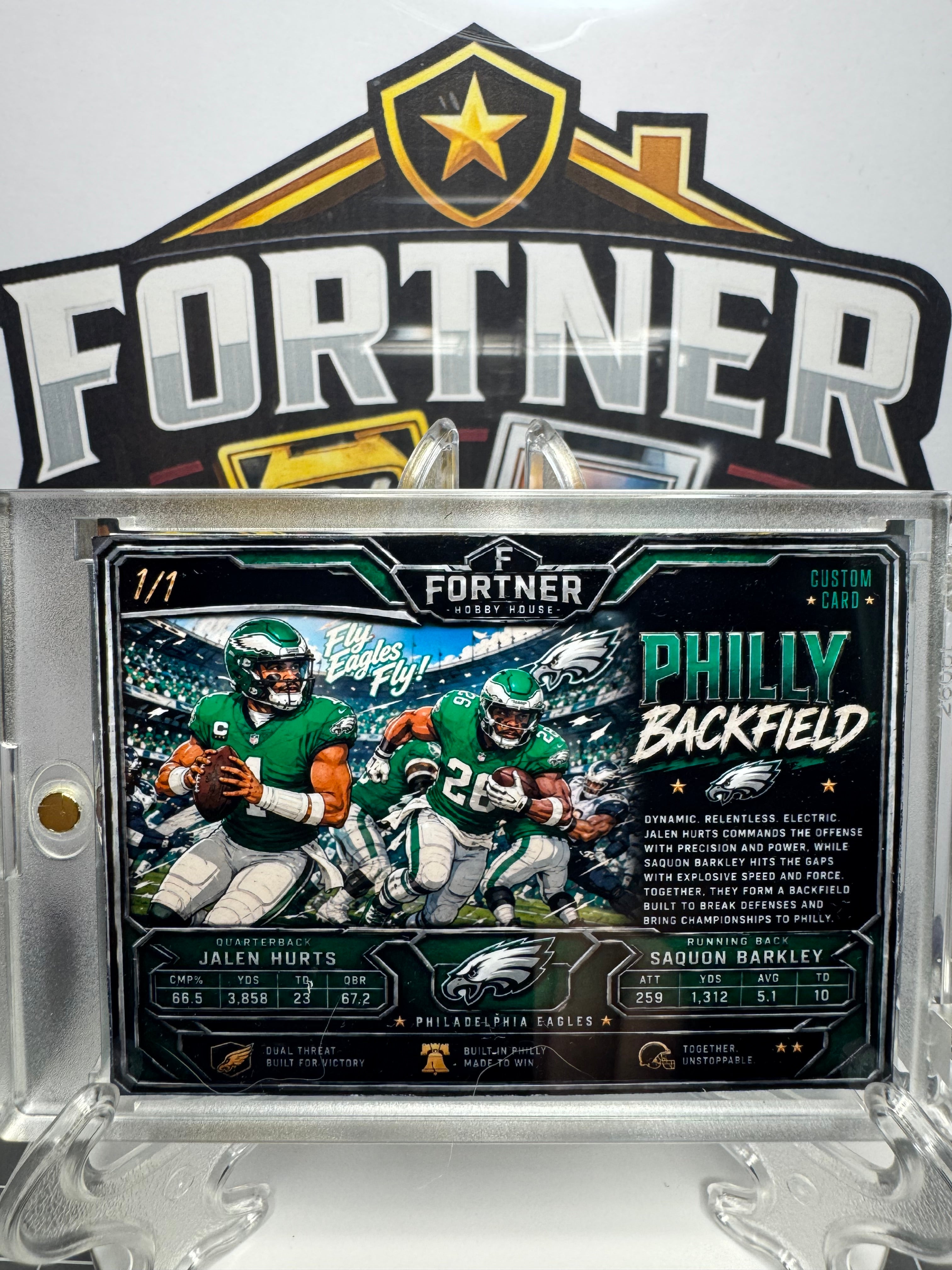Jalen Hurts / Saquon Barkley | Eagles | 1/1 Custom Card | Philly Backfield Edition