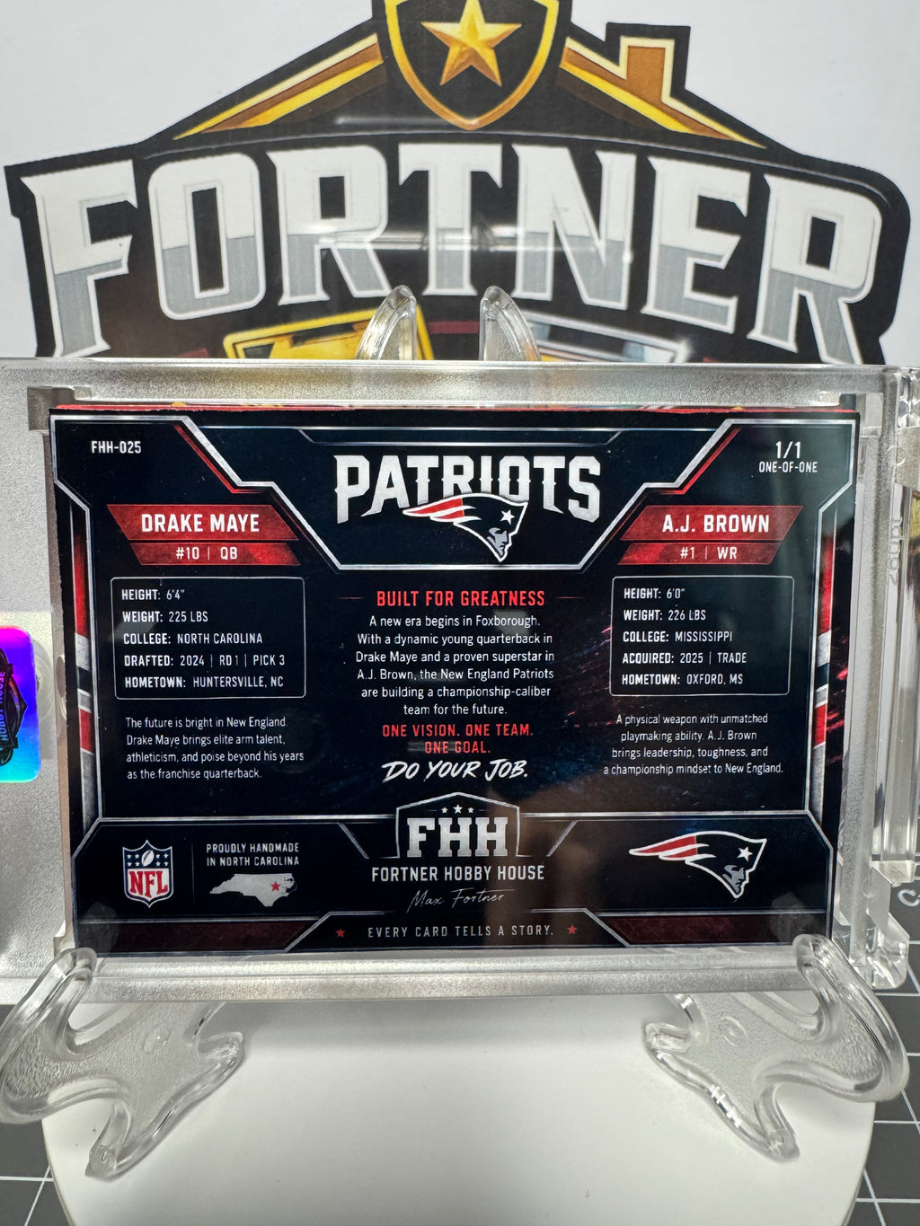 Drake Maye / A.J. Brown | Patriots | 1/1 Custom Card | QB1 × WR1 Edition