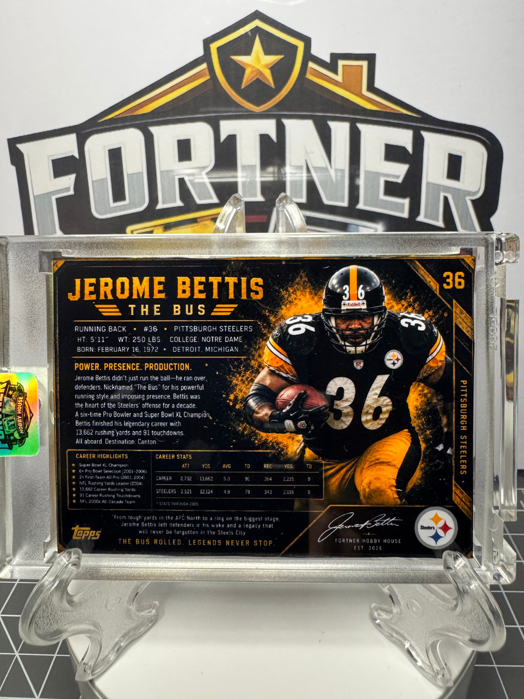 Jerome Bettis | Pittsburgh Steelers | 1/1 Custom Card | Here Comes the Bus Edition
