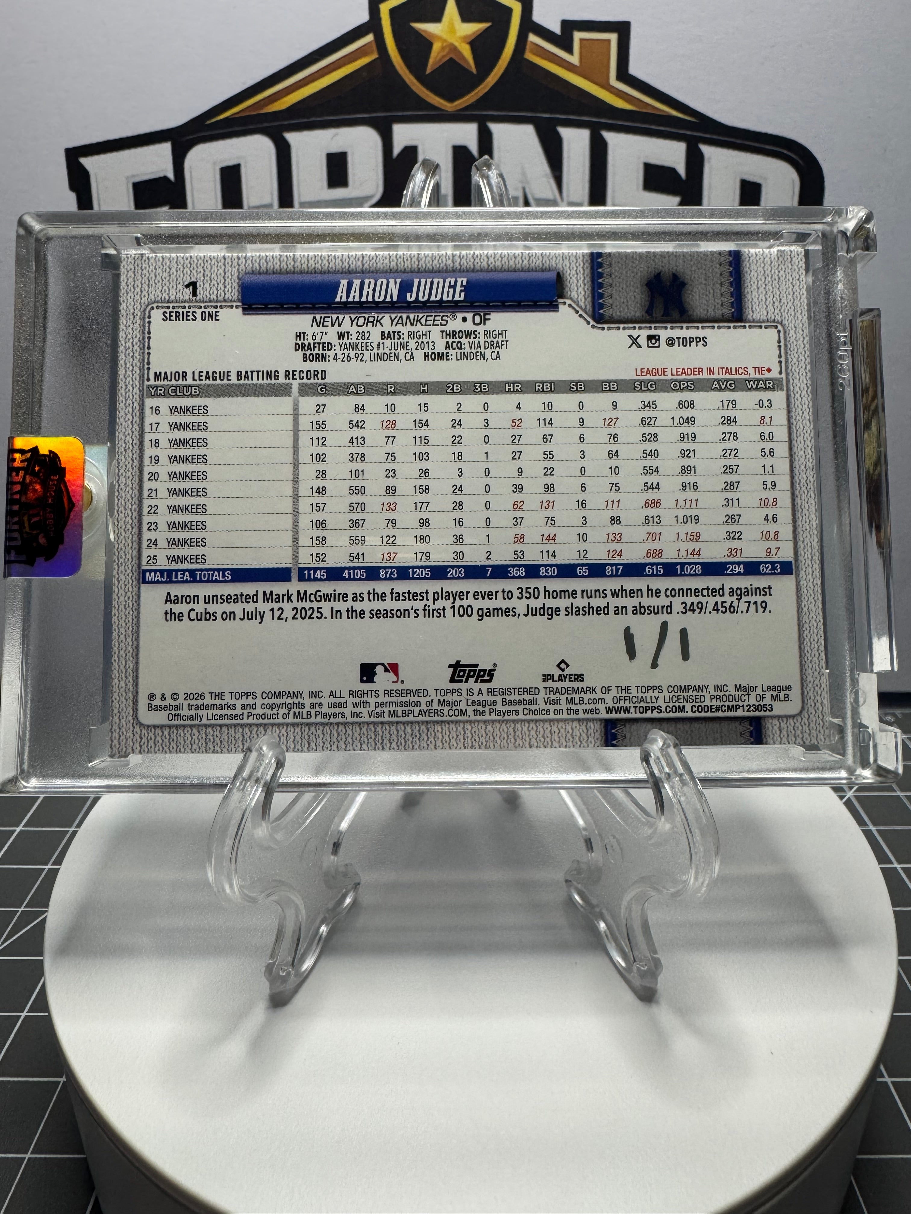 Aaron Judge | Yankees | 1/1 Custom Card | ALL RISE Edition