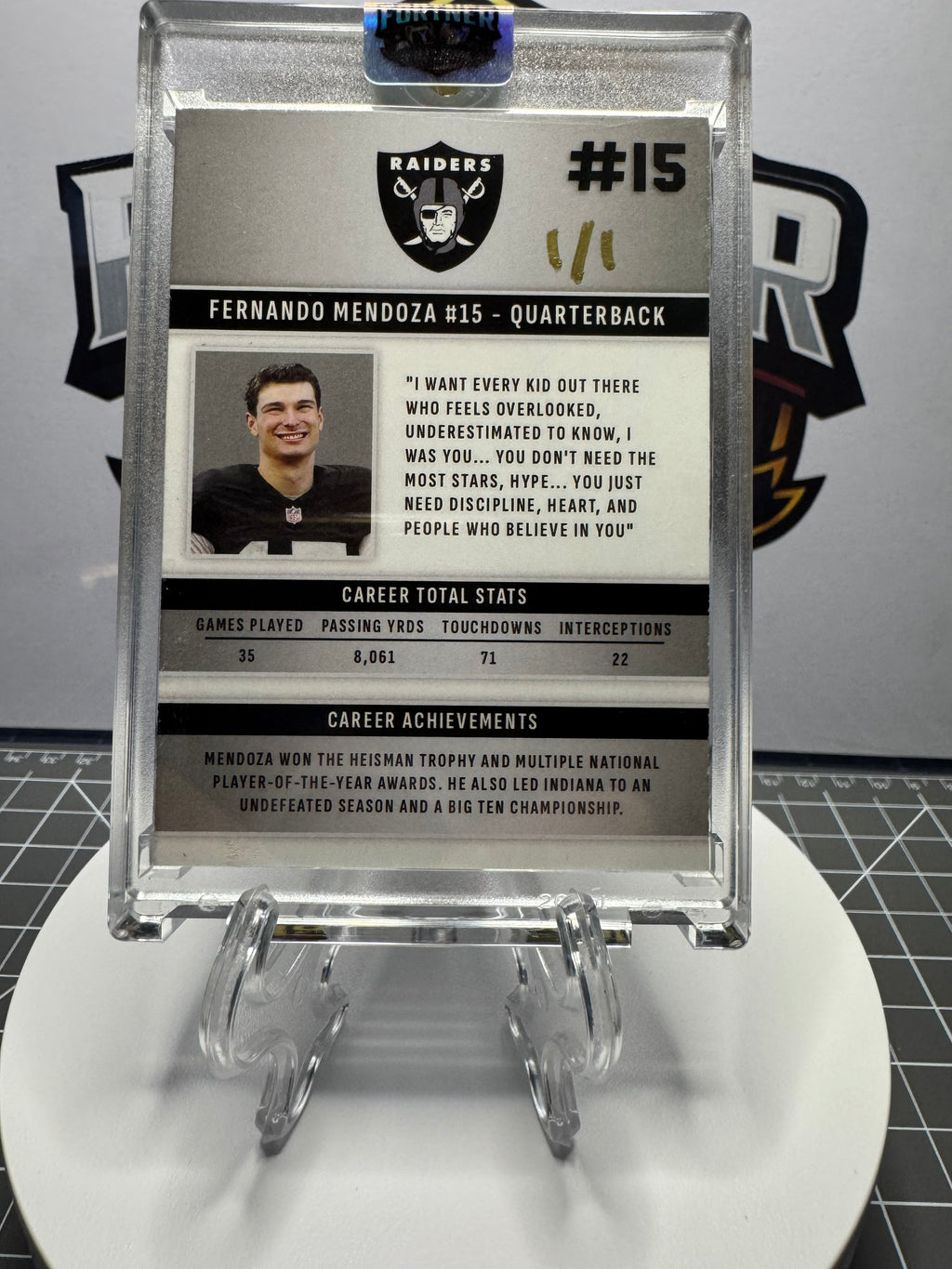 Fernando Mendoza | Raiders | 1/1 Custom Card | Welcome to Vegas Edition